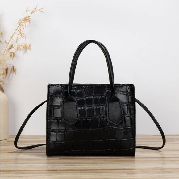 ⚠️Clearance Black Crocodile Print Mini Crossbody Handle Bag - Picture 3 of 4